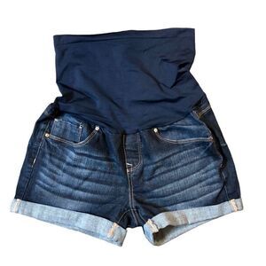 Bella Vida Women’s Maternity Shorts Full Panel Denim Jean Size Medium